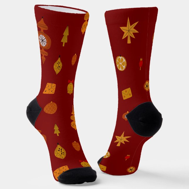 Chaussette Retro Mid-Century Modern Christmas Icons  (Angulaire)