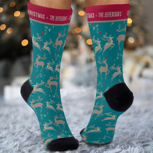 Chaussette Rindeer saint vert brun rouge coutume Noël