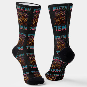 Chaussette Rizz Em avec le Tism Meme Autisme Drôle Raton Lave