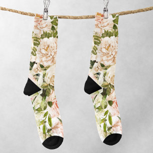 Chaussette Romance de Rose Élégante Florale Féminine MAMAN