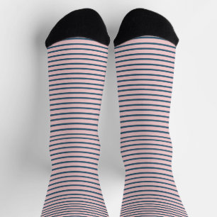 Chaussette Rose & Bleu rayé Rétro Cool classique moderne mode