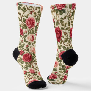 Chaussette Rose Classique Romantique Art Vigne