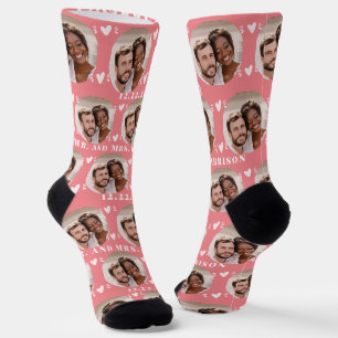 Chaussette Rose photo Gold Mariage pour les jeunes mariés