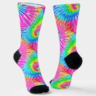 Chaussette Roses et Bleues Fun Retro Girly Tie Dye Spirales