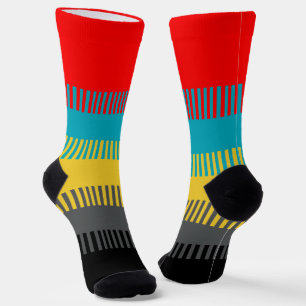 Chaussette Rouge Bleu Jaune Blanc Gris Chic Motif unique