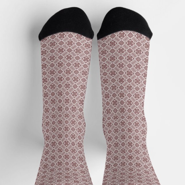 Chaussette Rouge et blanc Tatreez Henna Thobe Motif (Haut)