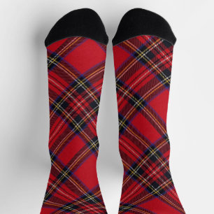 Chaussette Royal Stewart tartan rouge noir plaid
