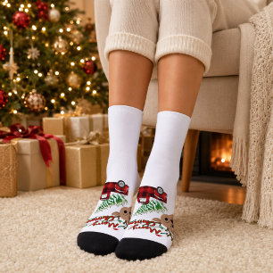 Chaussette Rudolph Joyeux Noël Plaid Camion Vintage