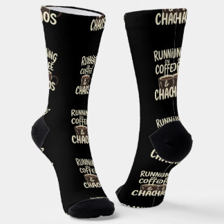 Chaussette Running on Coffee and Chaos Funny Lifestyle Art