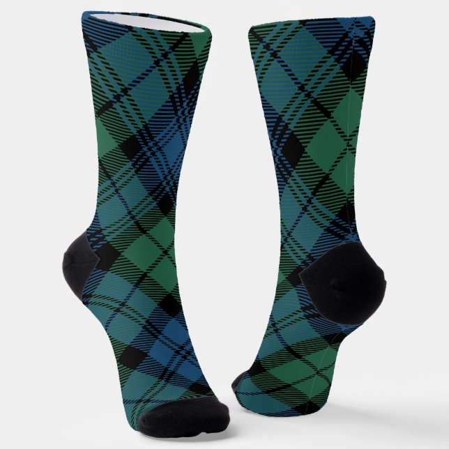 Chaussette Rustic Plaid Blue Green Campbell Tartan (Angulaire)