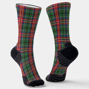Chaussette Rustique Plaid vert et rouge À damiers Tartan
