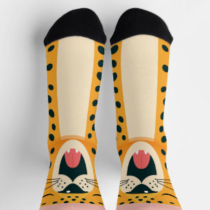 Chaussette Safari Animalier Fantaisiste Guépard Cartoon qui B