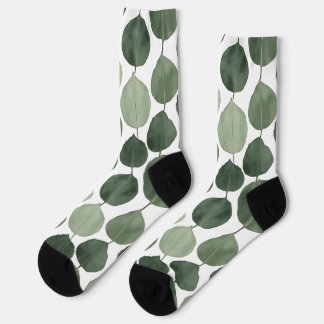 Chaussette Sage Green Eucalyptus Leaf Pattern Botanical Plant
