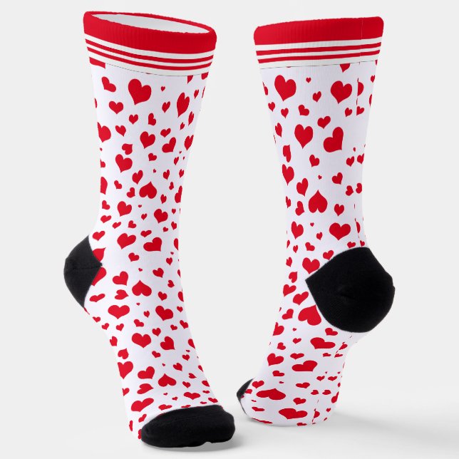 Chaussette Saint Valentin Coeurs rouges Coeurs aléatoires Mot (Angulaire)