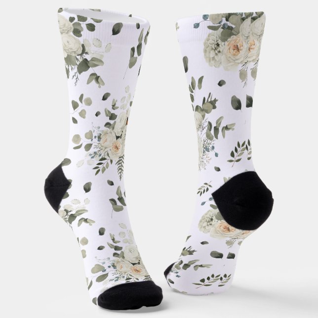 Chaussette Salles Mariage blanc  Floral Motif Bouquet (Angulaire)