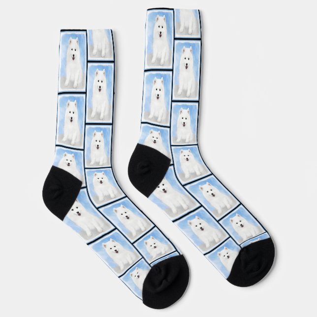 Chaussette Samoyed Puppy Peinture blanc mignonne Original Chi (Droite)