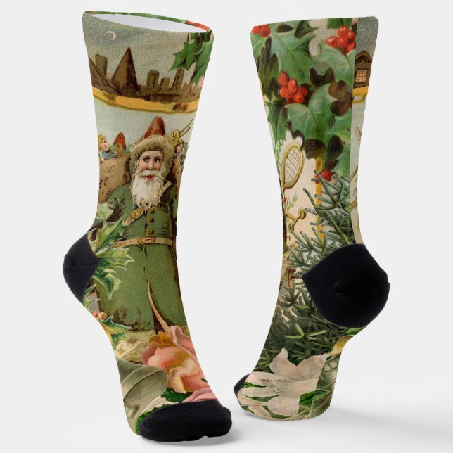 Chaussette Santa Claus Noël Antiquité Belle Art (Angulaire)