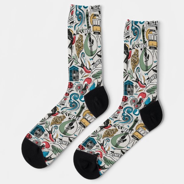 Chaussette Saudade // motifs populaires du Portugal (Gauche)