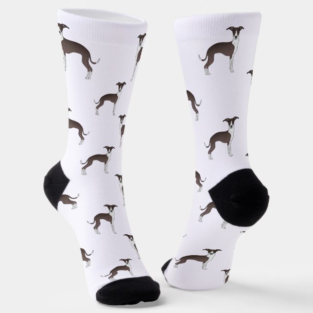 Chaussette Sceau Et Blanc Italien Greyhound Cute Chien Motif (Angulaire)