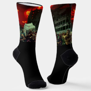 Chaussette Scène apocalyptique d'Halloween de SlipperyJoe gra
