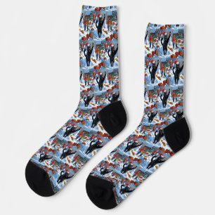 Chaussette Scène de fête de Noël de chat noir
