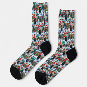 Chaussette Scène de Noël du Labrador noir