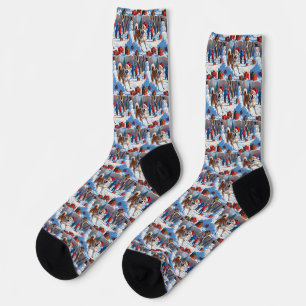 Chaussette Scène enneigée festive d'Akita Noël 
