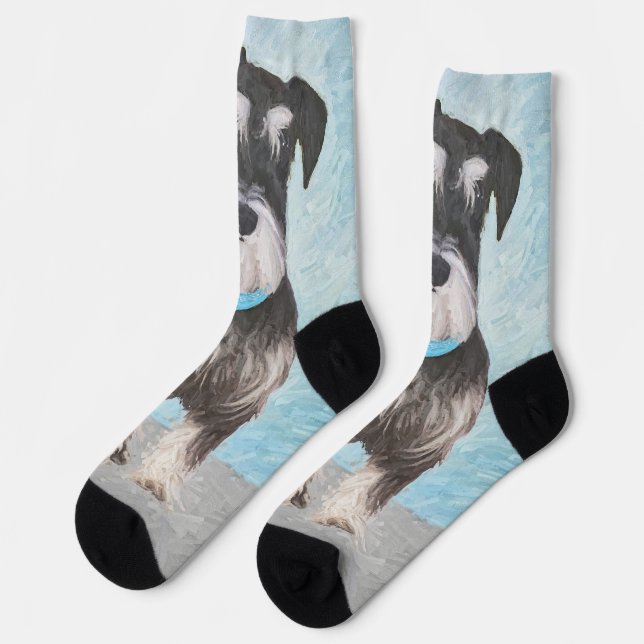 Chaussette Schnauzer (Miniature) Peinture - Chien original mi (Gauche)