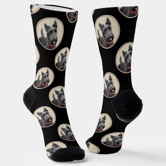 Chaussette Scottish Terrier Peinture Black Original Chien Art (Angulaire)
