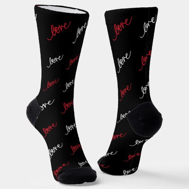 Chaussette Script d'amour Typographie Élégant Saint-Valentin (Angulaire)