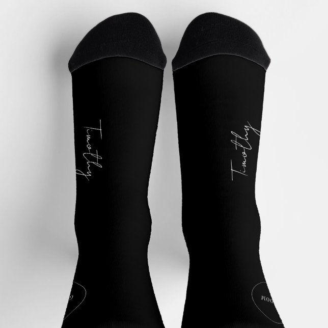 Chaussette Script de nom de la pièce mariage noir personnalis (Haut)