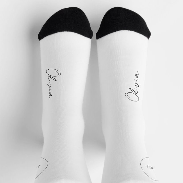 Chaussette Script de nom de mariée service de mariage personn (Haut)