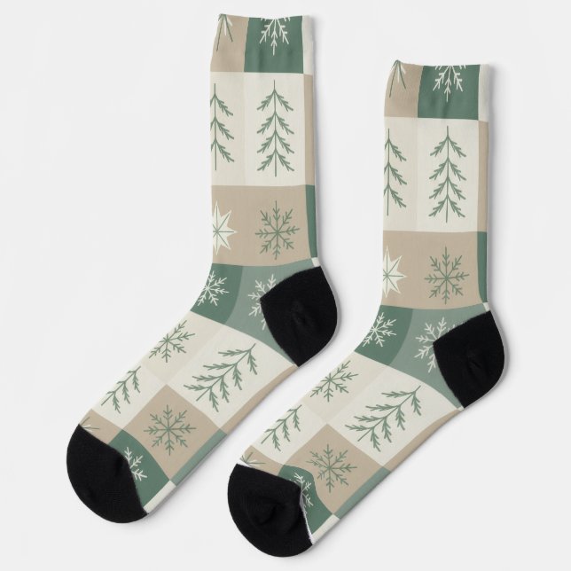 Chaussette Seamless Scandinavian Christmas tree pattern (Gauche)
