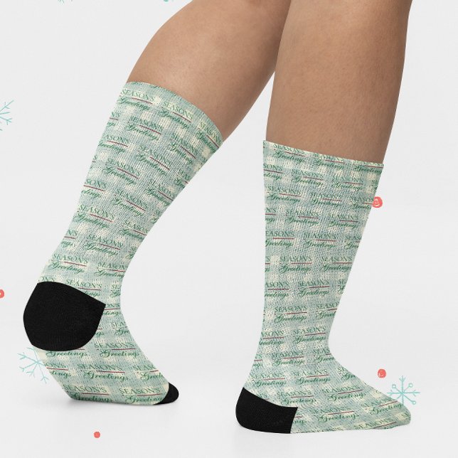 Chaussette Season's Greetings Gingham Christmas (Créateur téléchargé)