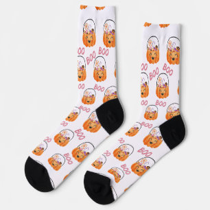 Chaussette Seau à citrouille d'Halloween mignon avec bonbons 