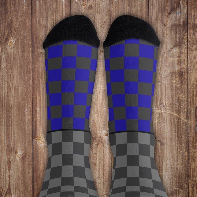 Chaussette Secret Wild vérifier gris bleu sur gris (Créateur téléchargé)