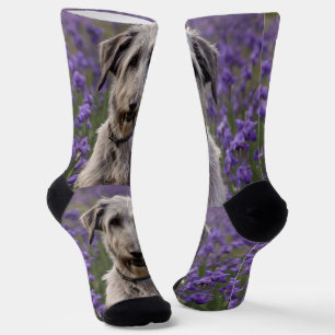 Chaussette Serene Majesty : Wolfhound assis dans un Iris pour