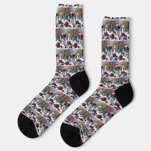 Chaussette Setter anglais coule dans la neige avec Casquette  (Gauche)