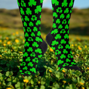 Chaussette Shamrock Monogram Black St Patrick's Day Chaussett