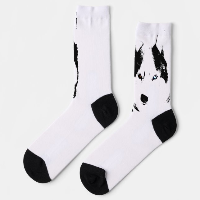 Chaussette Siberian Husky Socks Husky Eyes Socks Customize (Gauche)