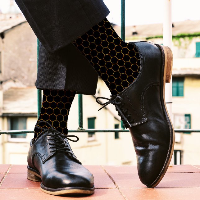Chaussette Simple et élégant motif de nid d'abeille jaune noi (Créateur téléchargé)