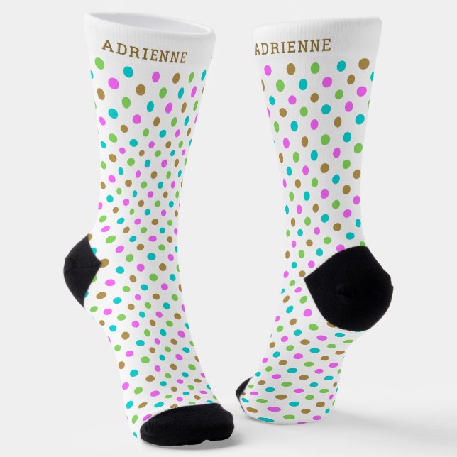 Chaussette Simple Polka Dots Pattern Personalized White (Angulaire)