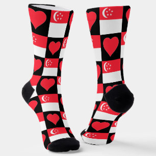 Chaussette Singapour Drapeau Coeur Motif amusant Pride singap