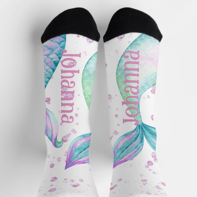 Chaussette Sirène d'aquarelle personnalisée (Haut)