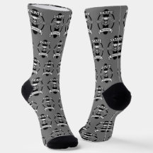 Skateboard Skull Wings Design on Grey Chaussettes