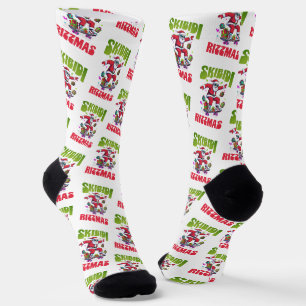 Chaussette Skibidi Rizzmas Santa sur son skate 