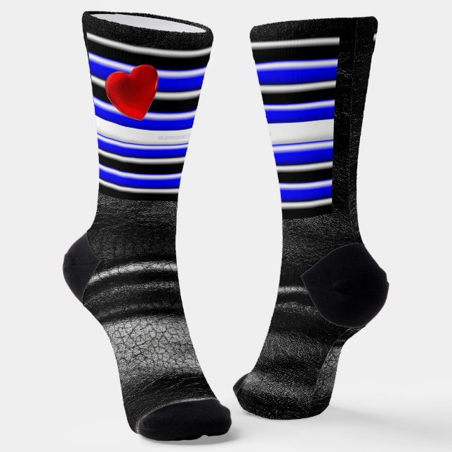 Chaussette SlipperyJoe's gay cuir drapeau cadeau noir r (Angulaire)