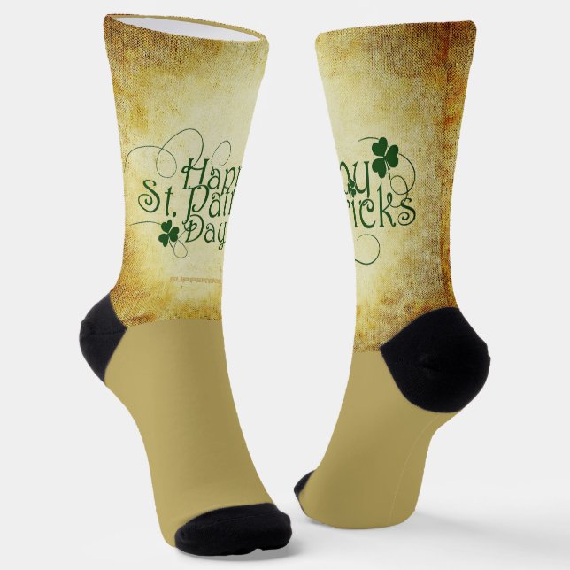 Chaussette SlipperyJoe's Happy St. Patrick's Day trois feuill (Angulaire)