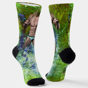 Chaussette SlipperyJoe's homme adulte très musclé torse nu 