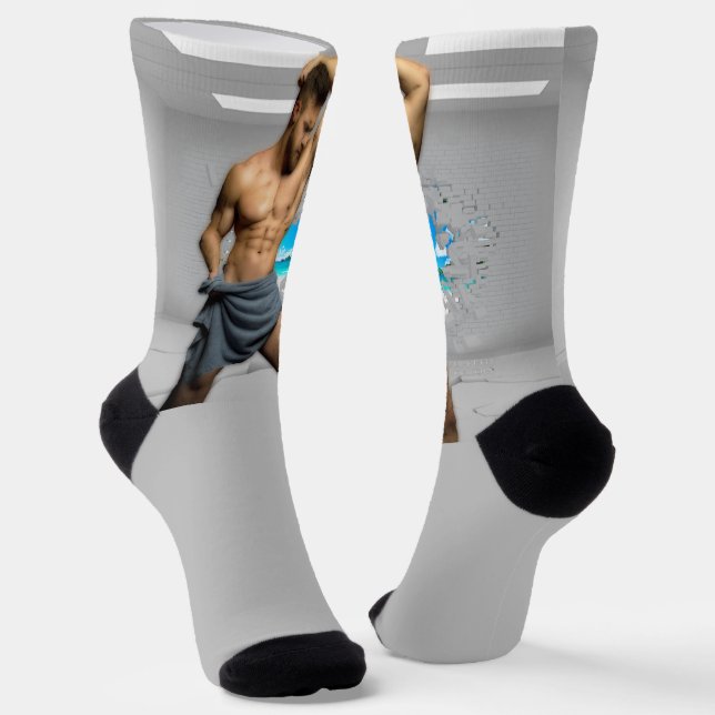 Chaussette SlipperyJoe's Man in a towel white room muscles cr (Angulaire)